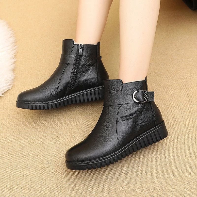 OCW Orthopedic Women Boot Waterproof Leather Made Super Warm Fur Winter AntiSlip Ankle Boots OCWShoes