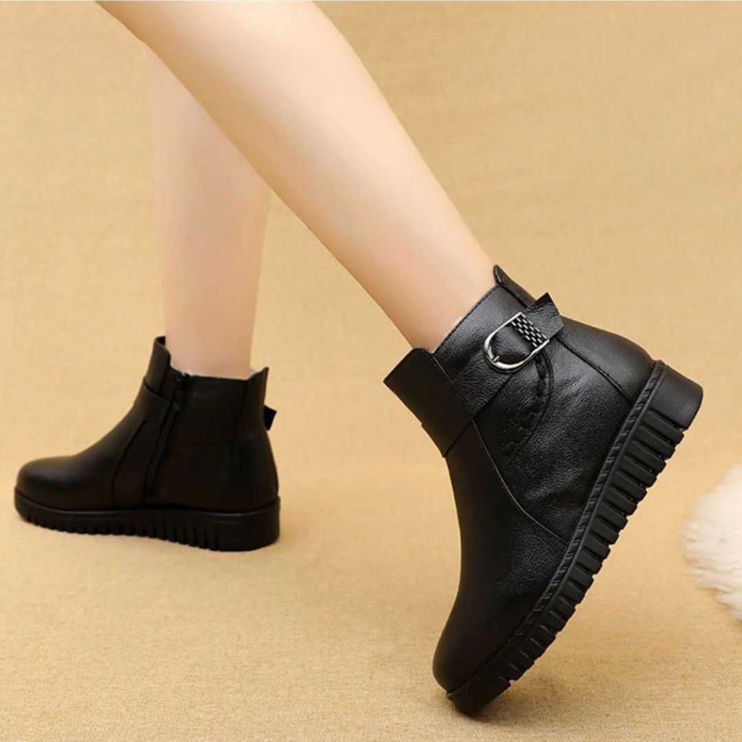 OCW Orthopedic Women Boot Waterproof Leather Made Super Warm Fur Winter AntiSlip Ankle Boots OCWShoes