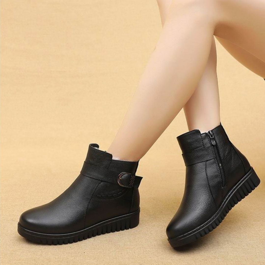 OCW Orthopedic Women Boot Waterproof Leather Made Super Warm Fur Winter AntiSlip Ankle Boots OCWShoes