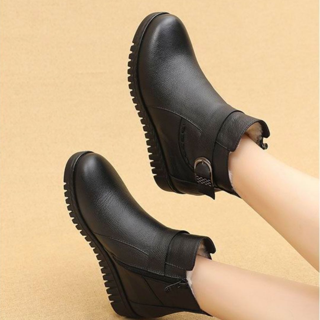 OCW Orthopedic Women Boot Waterproof Leather Made Super Warm Fur Winter AntiSlip Ankle Boots OCWShoes