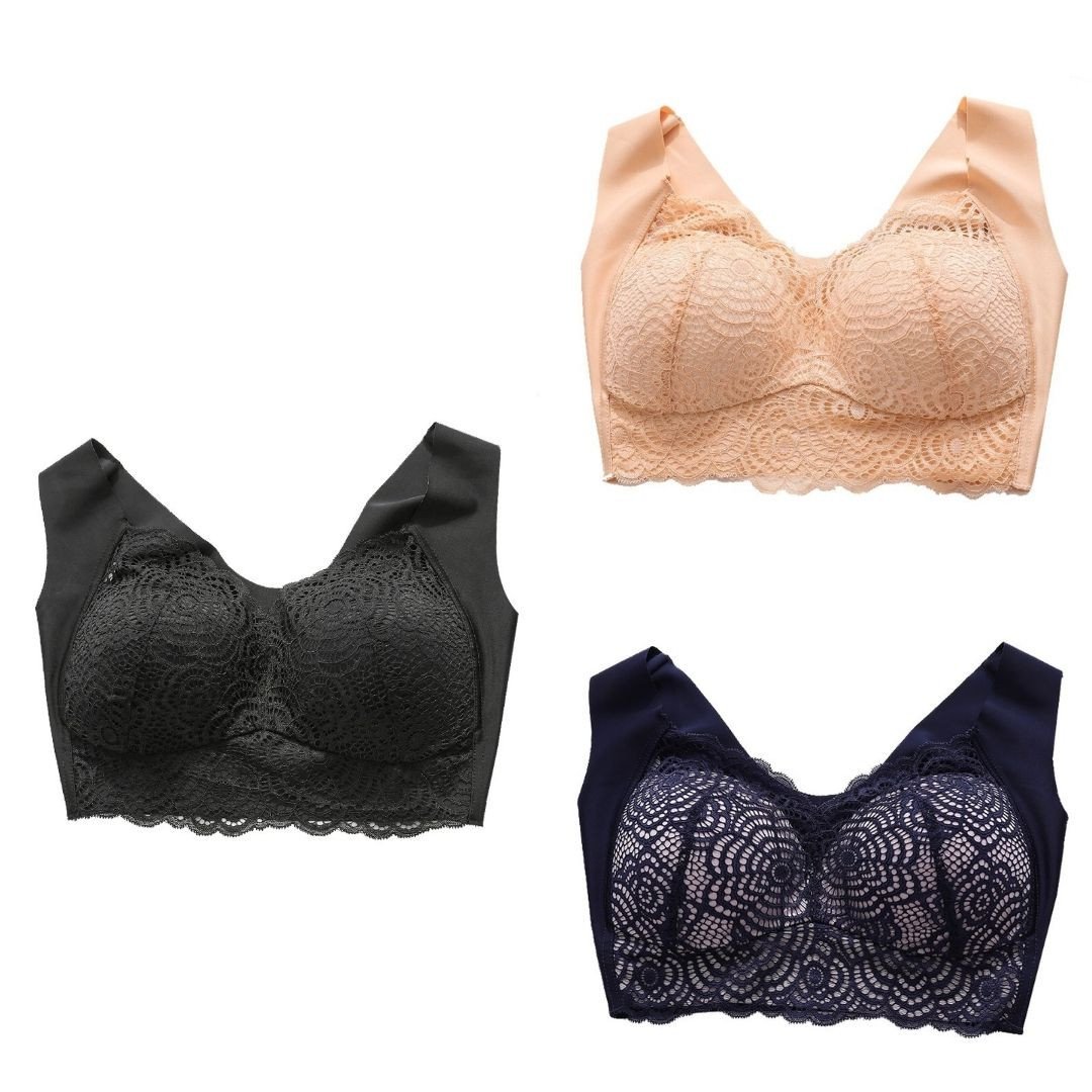 OCW Bra For Women Ultimate Lift Stretch Full-Figure Seamless Lace Cut-Out Bra Plus Size