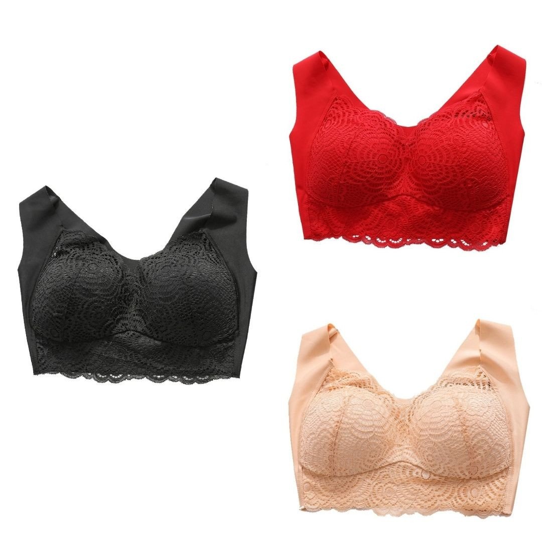 OCW Bra For Women Ultimate Lift Stretch Full-Figure Seamless Lace Cut-Out Bra Plus Size