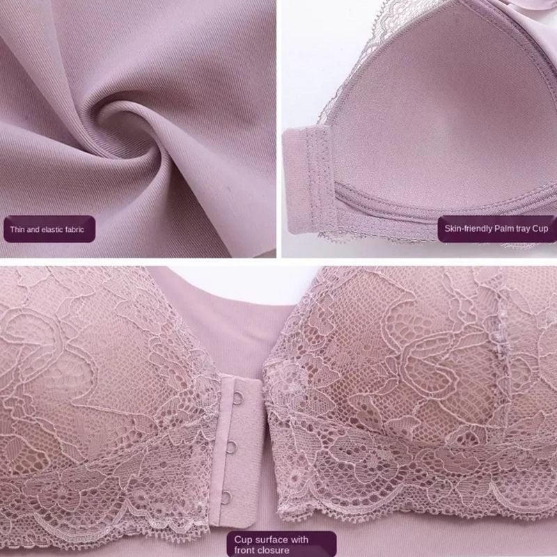 OCW Bra Lace Front Buckle Non-wired U-back Natural Bust Lift Seamless Underwear Big Size M-5XL
