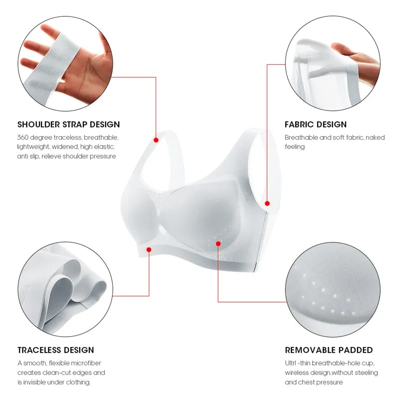 OCW Bras Seamless Wireless Ultra Thin Full Transparent Sports Bra