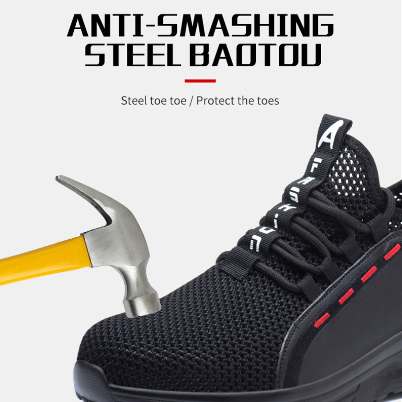 OCW Men Orthopedic Good Walking Shoes Ultra-Light Comfortable Breathable Steel Toe Non-Slip Work Shoes