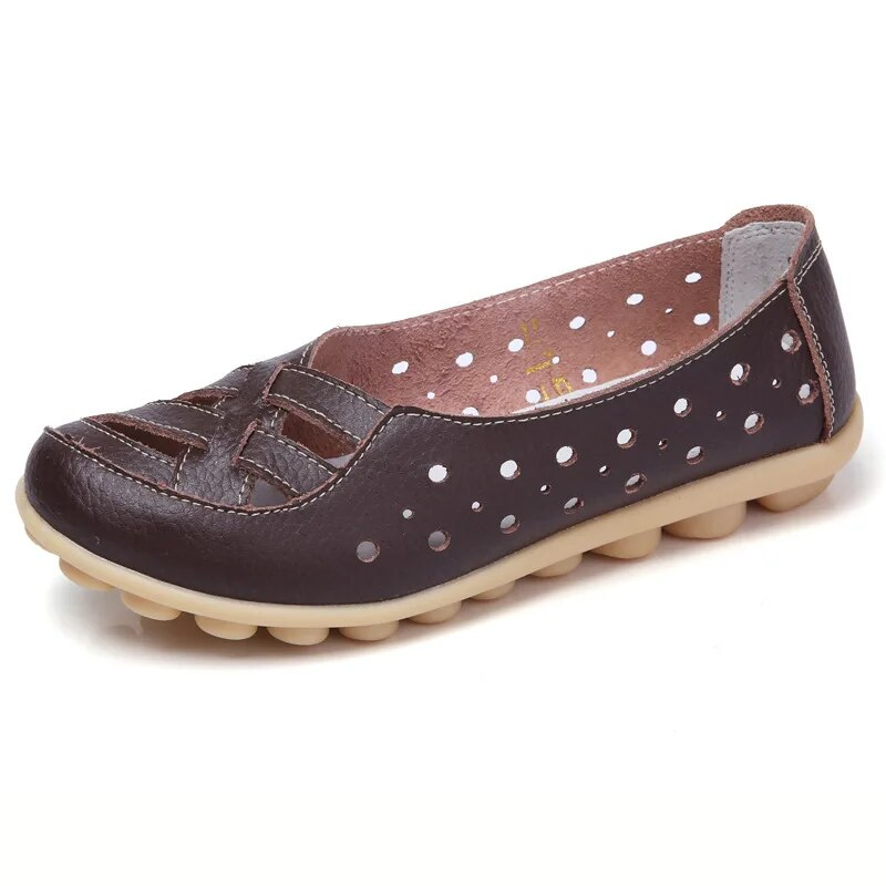OCW Women Shoes Cut-out Leather Non-slip Flat Shoes OCWShoes