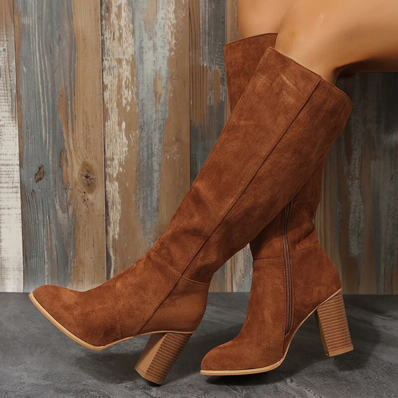 OCW Women Knee High Boots Winter Snow Comfortable Retro Styles OCWShoes