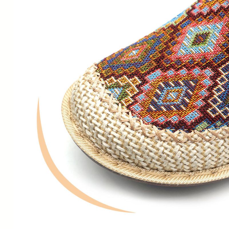 OCW Women Orthopedic Slipper Vintage Paisley Wedge Cloth Shoes Soft Sole Slip-on Muller OCWShoes