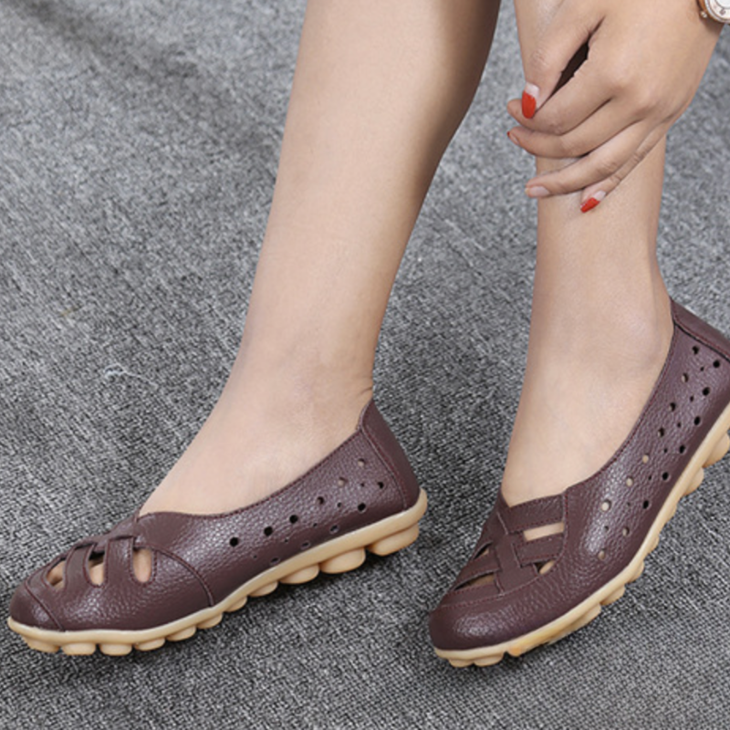OCW Women Shoes Cut-out Leather Non-slip Flat Shoes OCWShoes