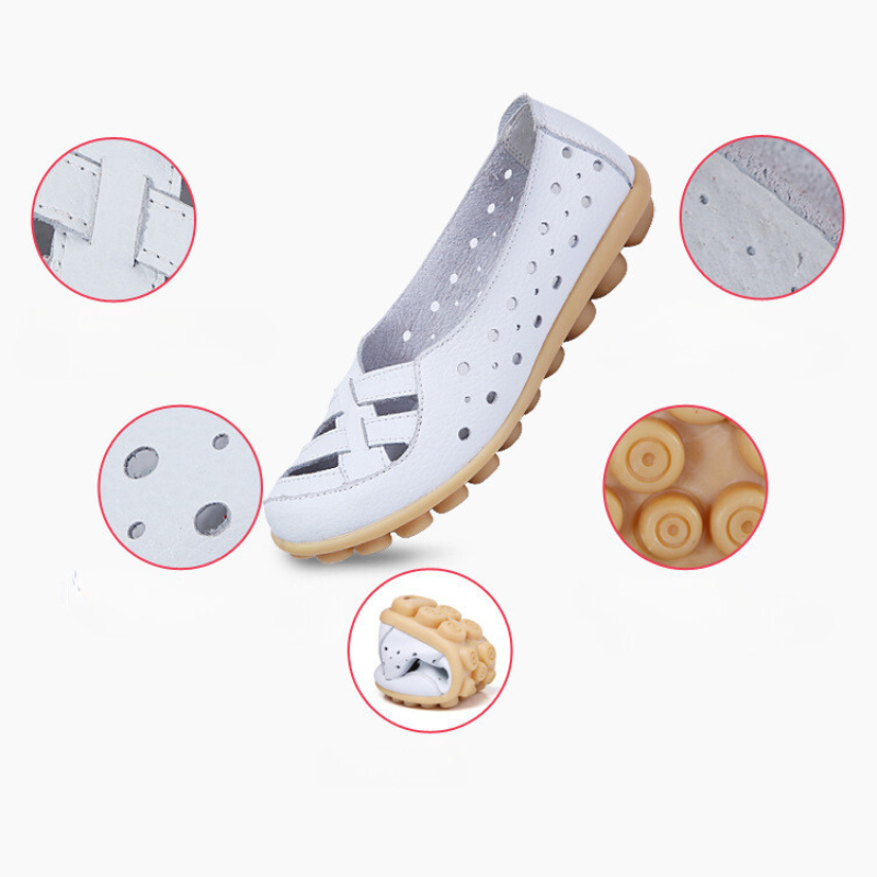 OCW Women Shoes Cut-out Leather Non-slip Flat Shoes OCWShoes