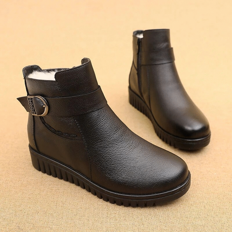 OCW Orthopedic Women Boot Waterproof Leather Made Super Warm Fur Winter AntiSlip Ankle Boots OCWShoes