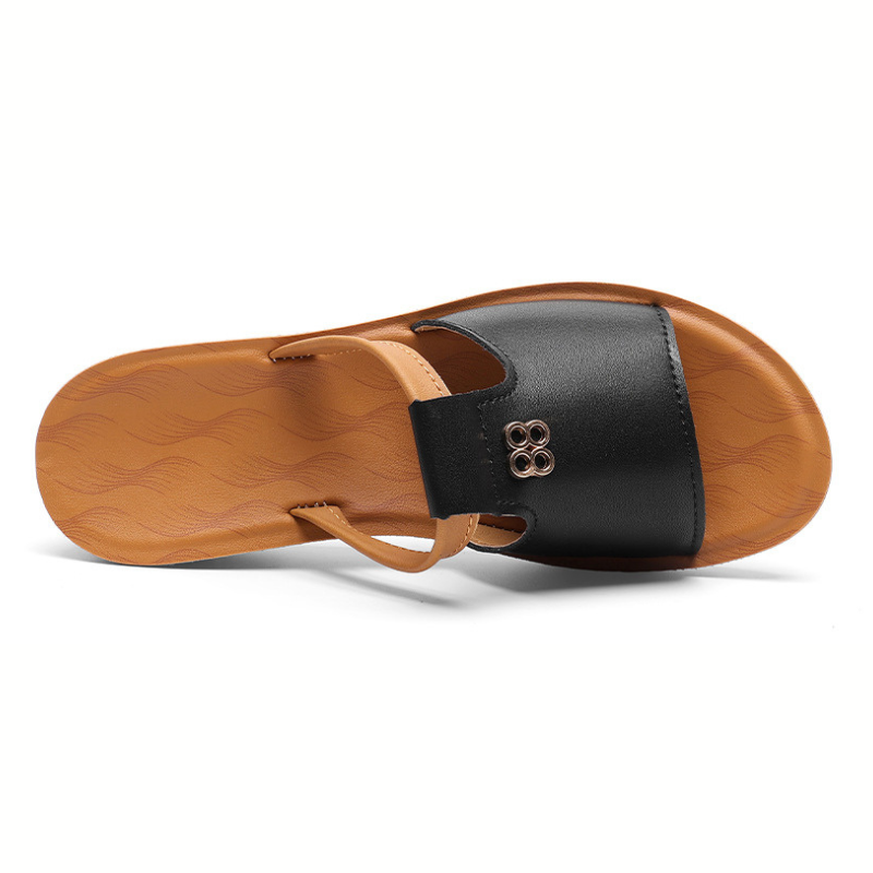 OCW Women Orthopedic Wedge Sandals Lightweight Leather Slip on Cut-out Design Summer Sandals OCWShoes