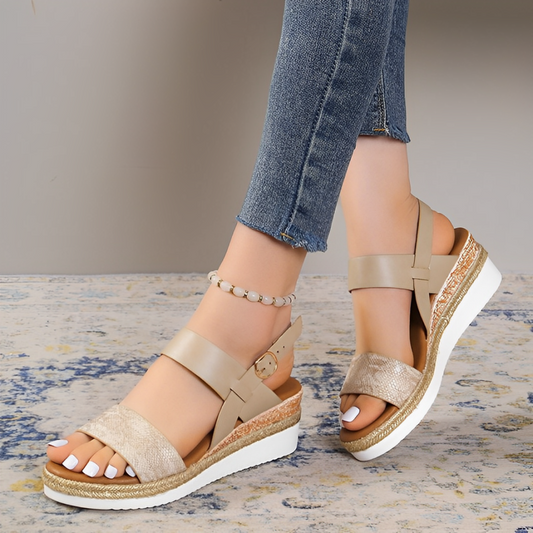 OCW Women Orthopedic Wedge Sandals Arch-support Comfortable Summer Casual Beach Walking Snake Pattern