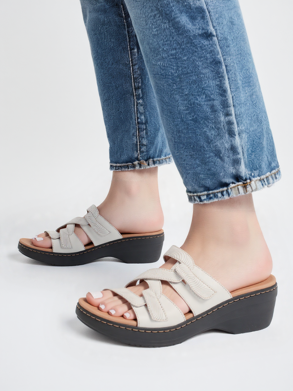 OCW Orthopedic Sandals Women Anti-shock Hook&loop Wedge Sandals Plus Size Vintage Summer OCWShoes