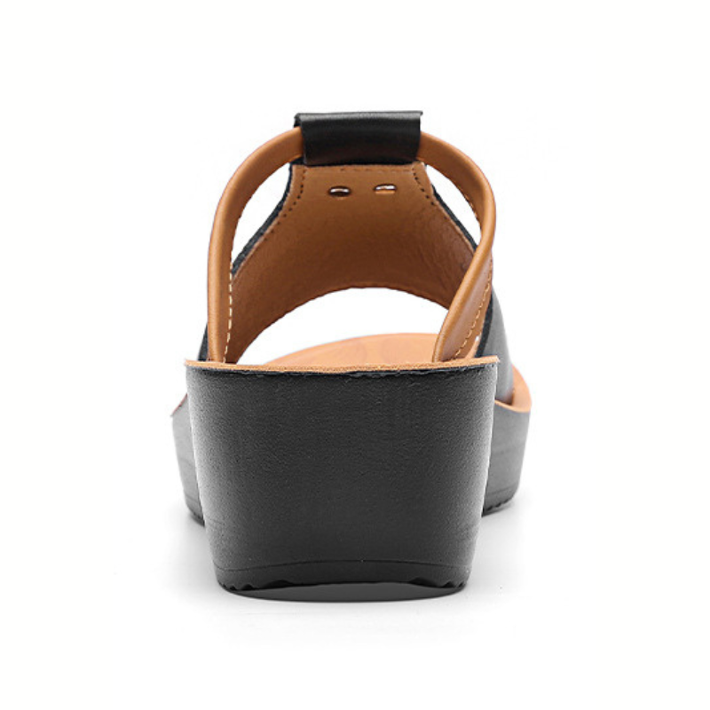 OCW Women Orthopedic Wedge Sandals Lightweight Leather Slip on Cut-out Design Summer Sandals OCWShoes