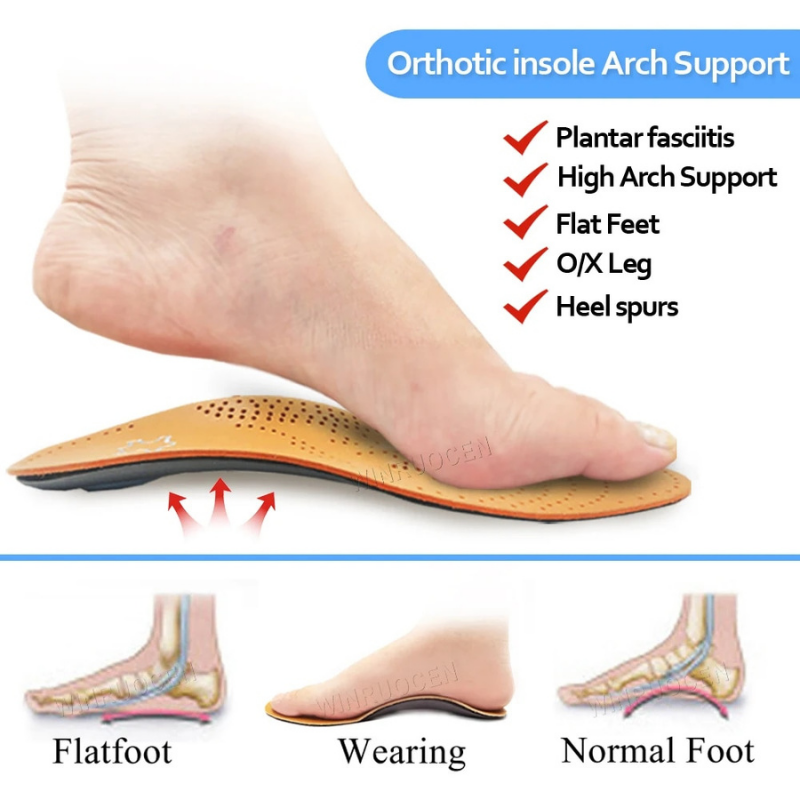 Orthotic Insoles Comfort Leather Arch Support Foot Pain Relief