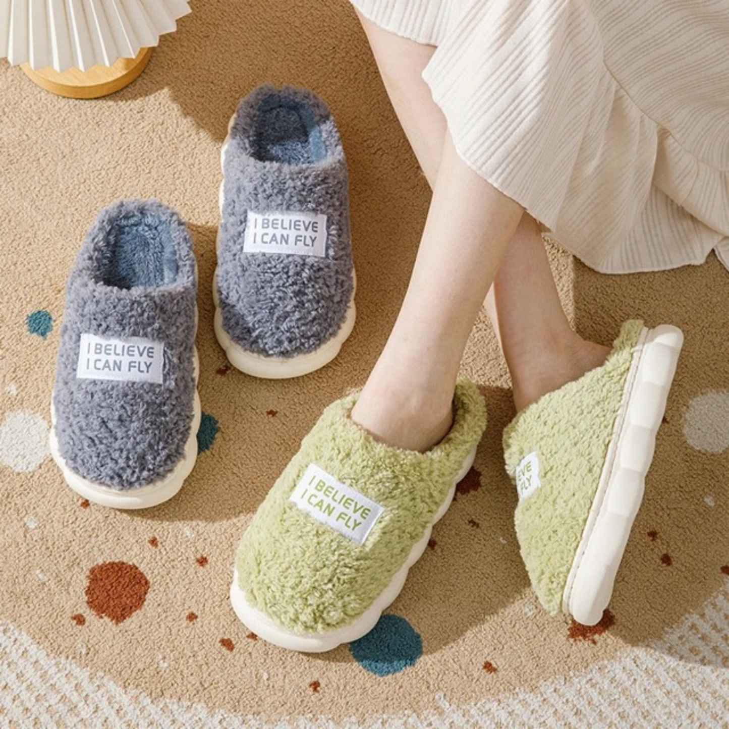 OCW Women Slippers Comfortable Anti-slip Slip On Fluffy Home Sandals