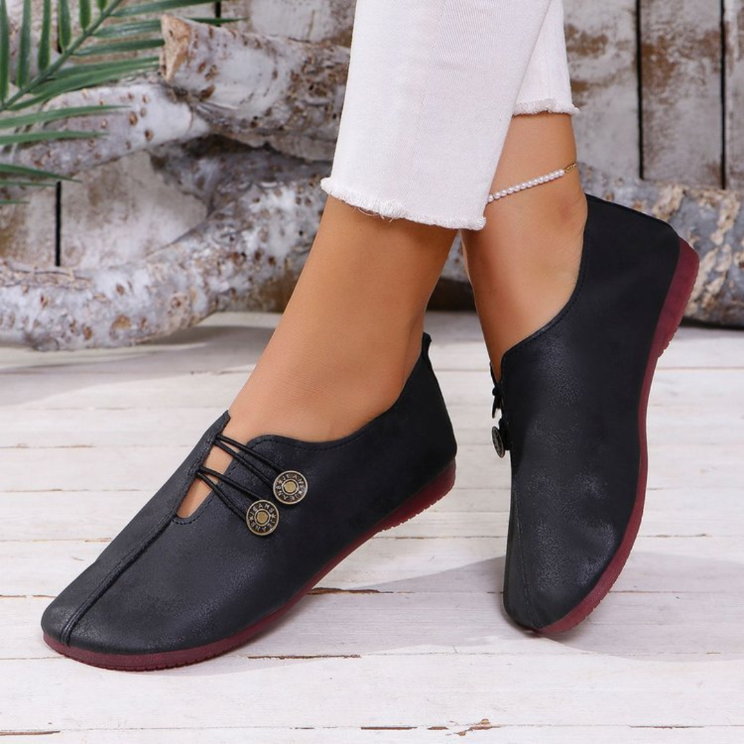 OCW Women Shoes Lightweight Soft Sole Round Toe Slip-On Design with Buckle Flats OCWShoes