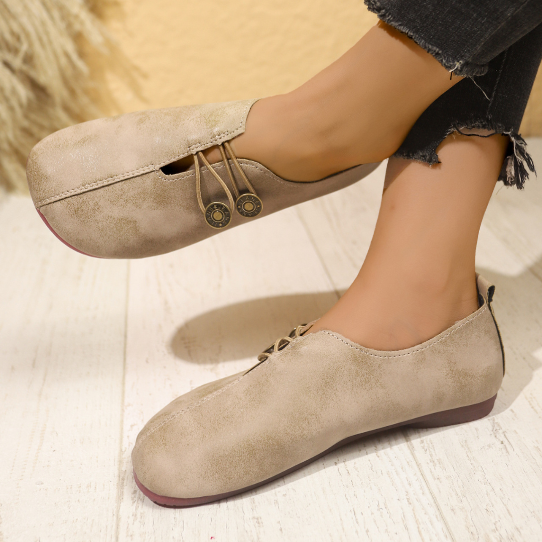 OCW Women Shoes Lightweight Soft Sole Round Toe Slip-On Design with Buckle Flats OCWShoes