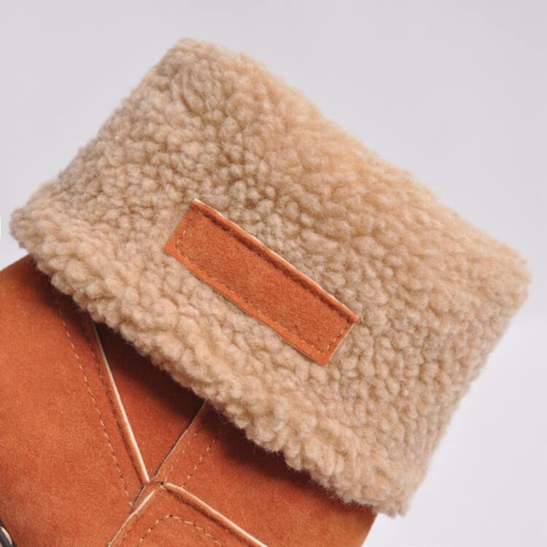 OCW Women Warm Large Size Fur Lining Square Heels Snow Boots OCWShoes