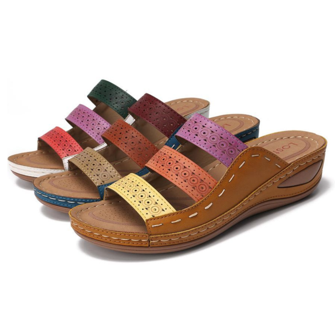 OCW Women Sandals Arch Support Slide Stitching Colorful Sandals Open Toe Design