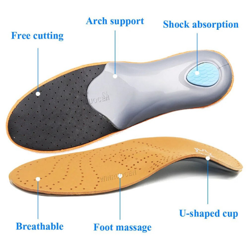 Orthotic Insoles Comfort Leather Arch Support Foot Pain Relief