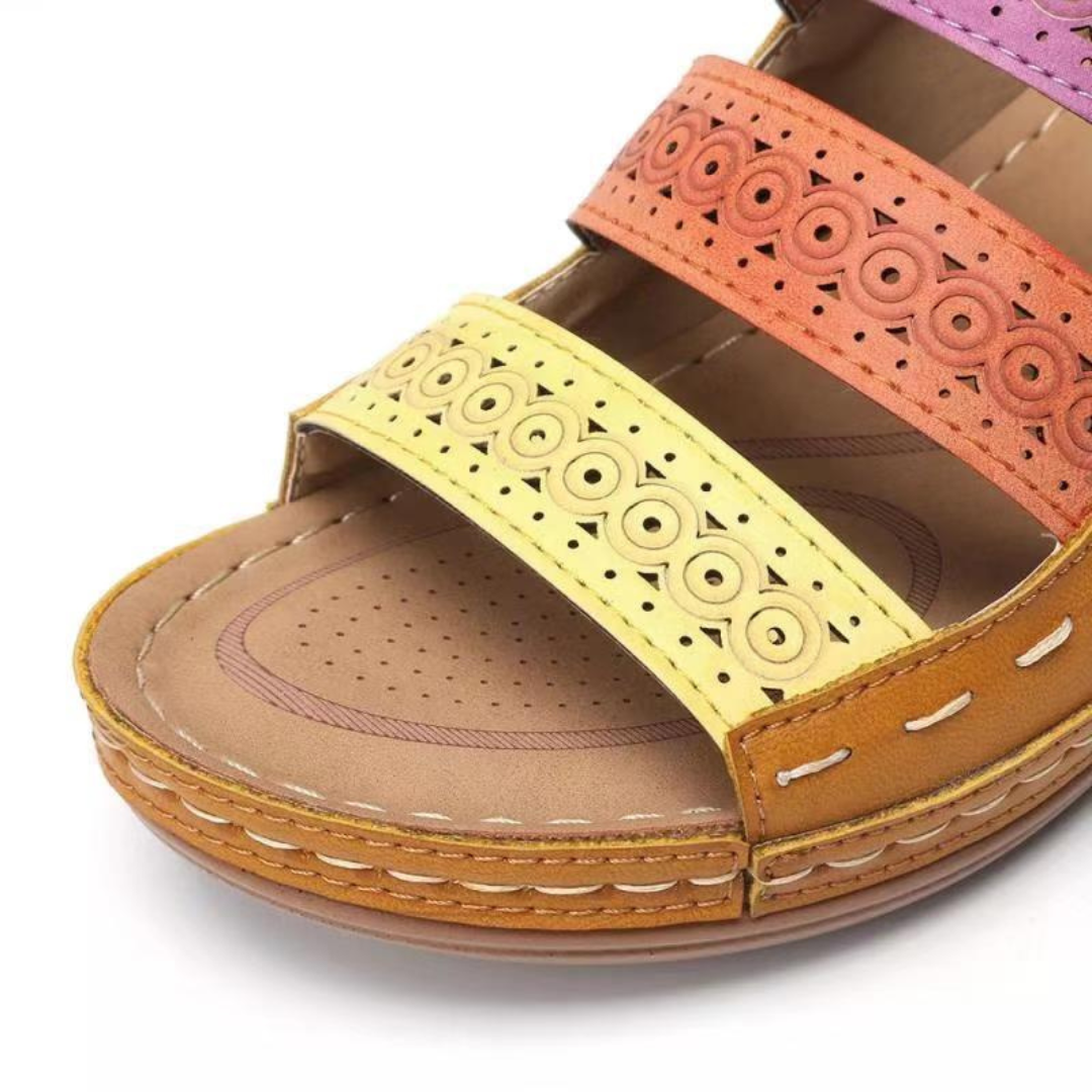 OCW Women Sandals Arch Support Slide Stitching Colorful Sandals Open Toe Design
