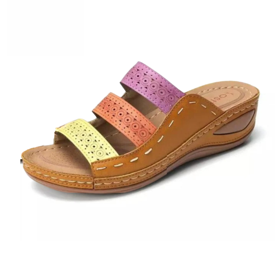 OCW Women Sandals Arch Support Slide Stitching Colorful Sandals Open Toe Design