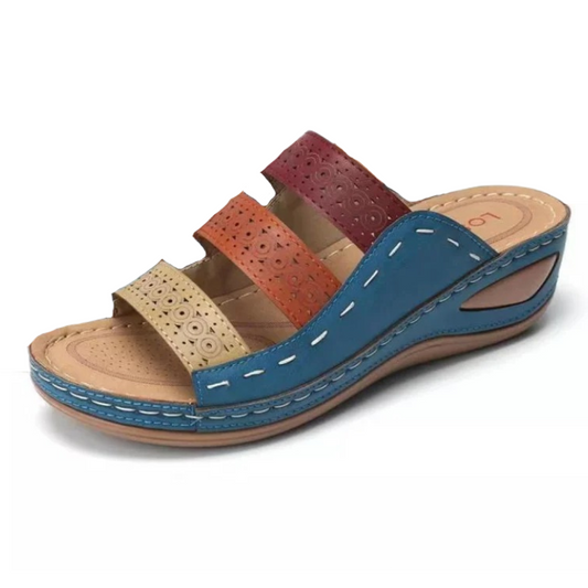 OCW Women Sandals Arch Support Slide Stitching Colorful Sandals Open Toe Design