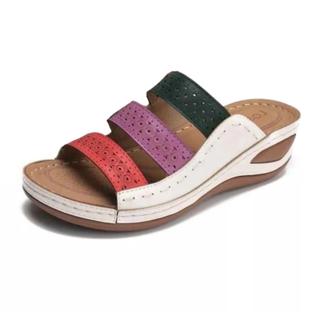 OCW Women Sandals Arch Support Slide Stitching Colorful Sandals Open Toe Design