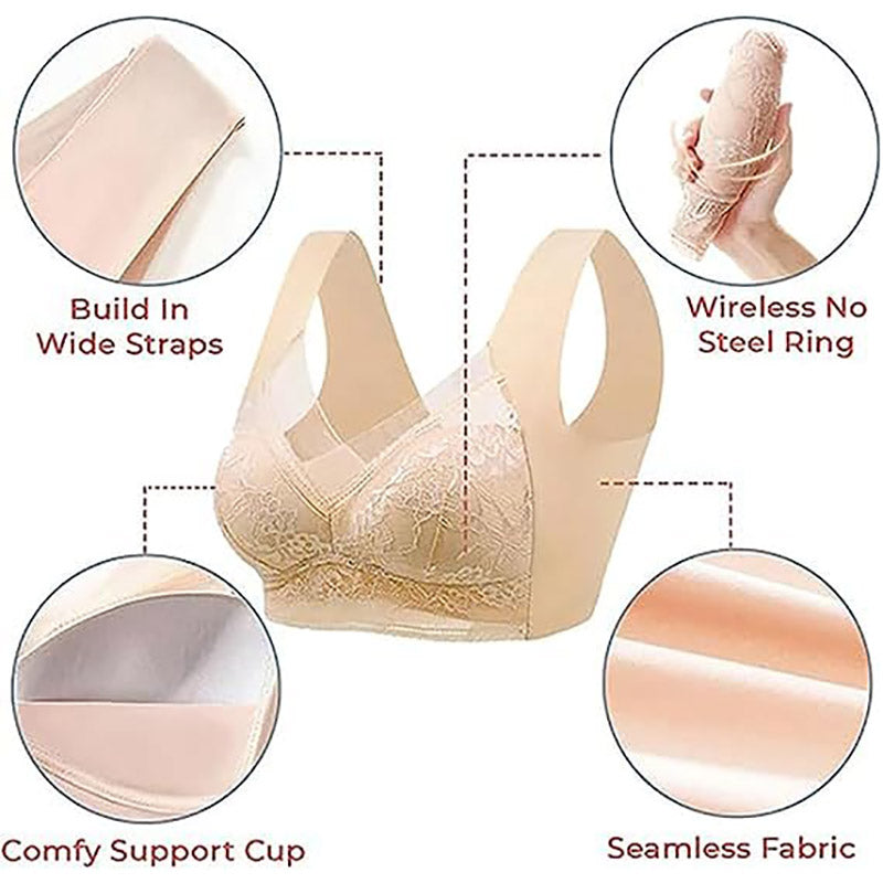 OCW Bras Wireless Full Coverage Lace Push-Up Plus Size