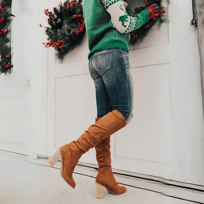 OCW Women Knee High Boots Winter Snow Comfortable Retro Styles OCWShoes
