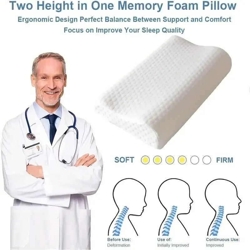 OCW Orthopedic Neck Pillow Memory Foam Soft Anti-snoring Cervical Pillows
