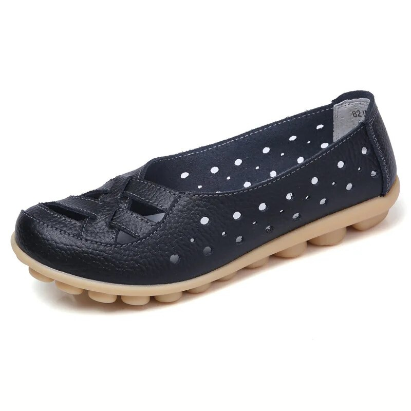 OCW Women Shoes Cut-out Leather Non-slip Flat Shoes OCWShoes