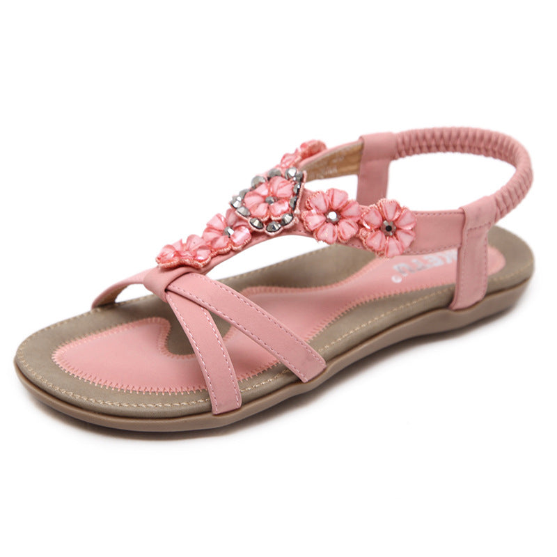 OCW Best Sandals For Walking Women Flower Band Flat Ankle Support Trendy Summer OCWShoes