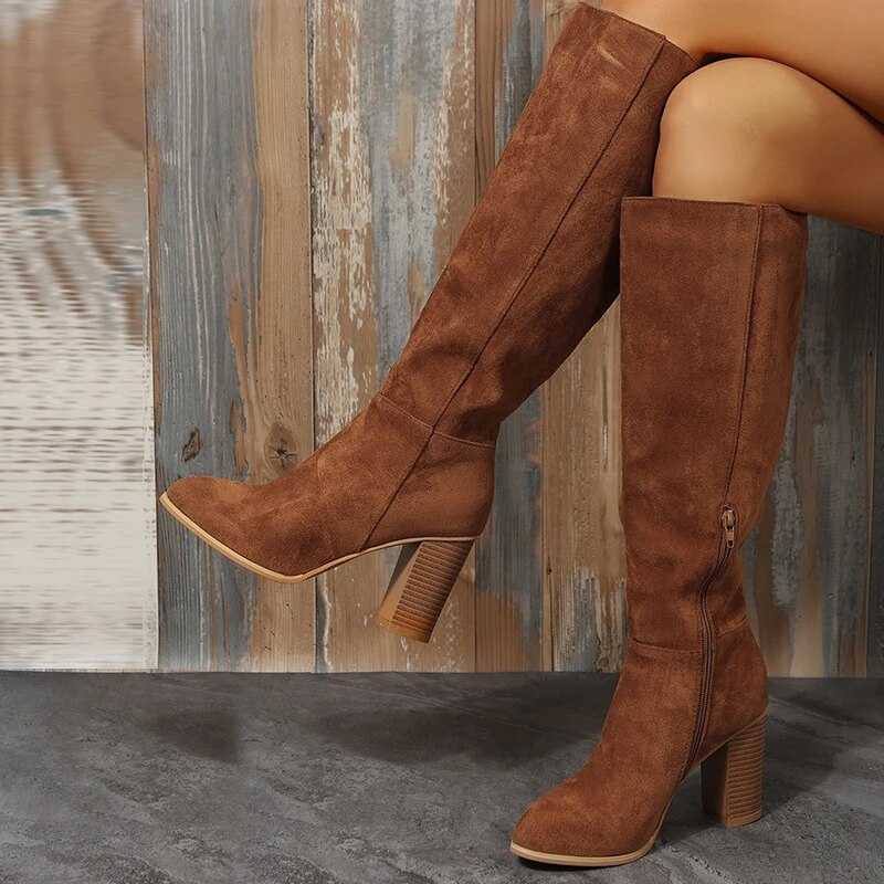 OCW Women Knee High Boots Winter Snow Comfortable Retro Styles OCWShoes