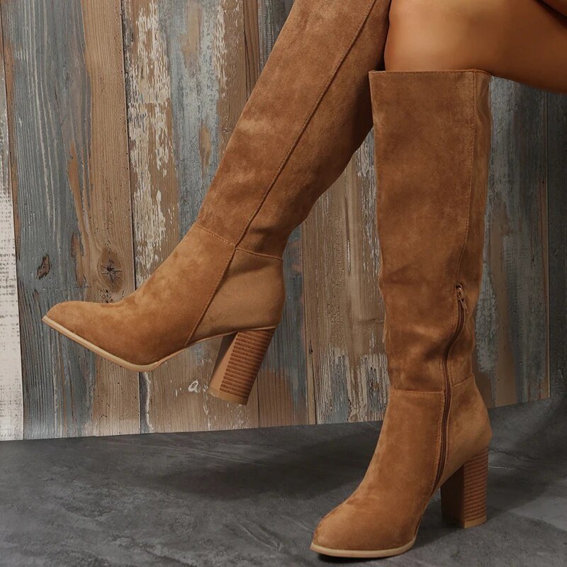 OCW Women Knee High Boots Winter Snow Comfortable Retro Styles OCWShoes