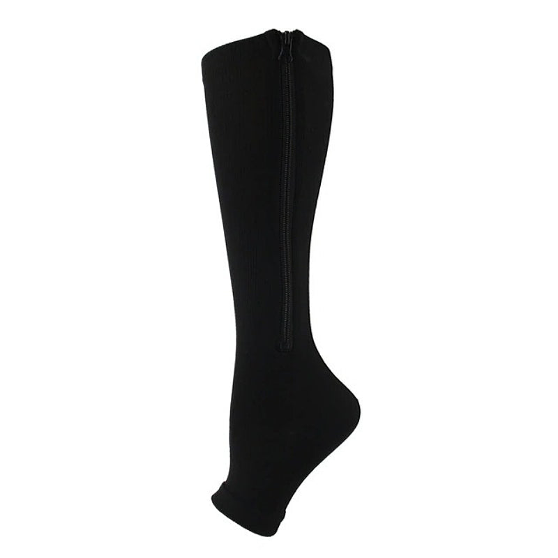 OCW Compression Socks Women Open Toe Zipper Tension Relief Knee High Stockings OCWShoes