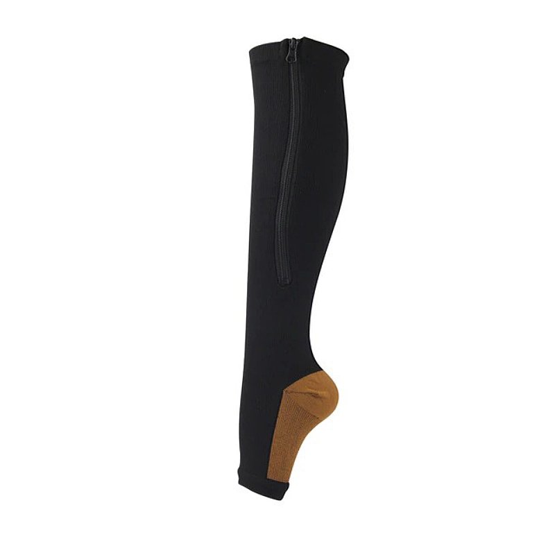 OCW Compression Socks Women Open Toe Zipper Tension Relief Knee High Stockings OCWShoes