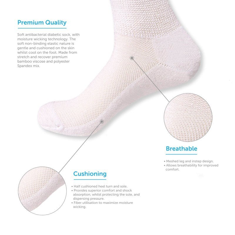 OCW Diabetic Socks Sweat-absorbent Cotton Durable Elastic Fit Socks For Diabetes Maternity OCWShoes