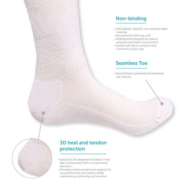 OCW Diabetic Socks Sweat-absorbent Cotton Durable Elastic Fit Socks For Diabetes Maternity OCWShoes