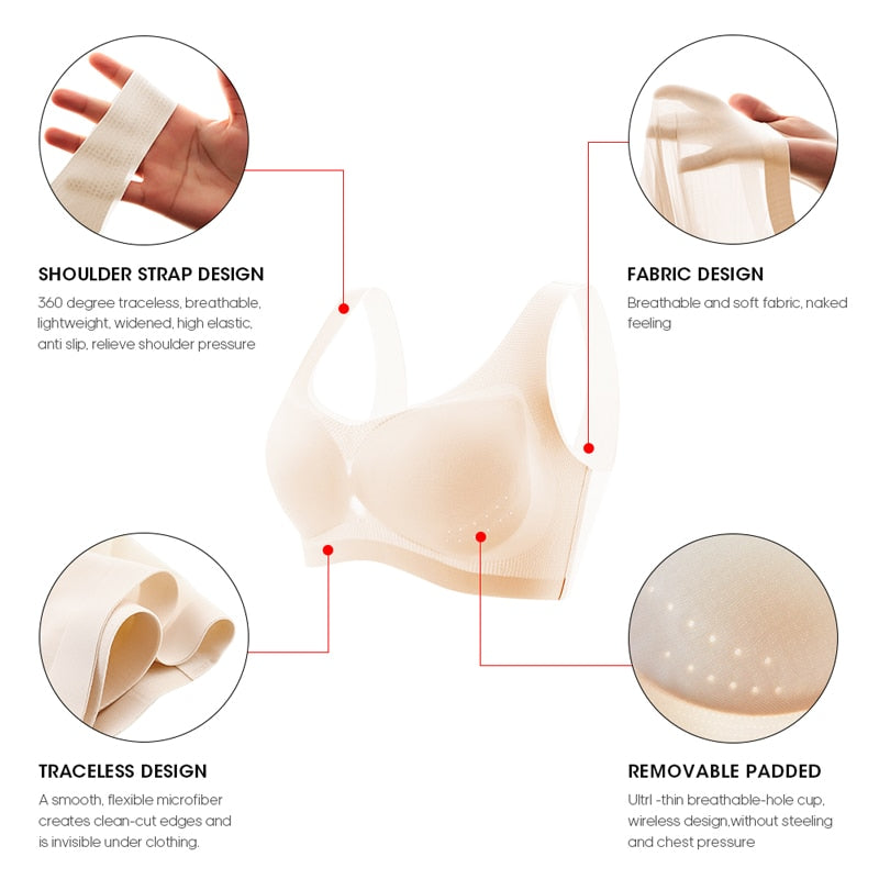 OCW Bras Seamless Wireless Ultra Thin Full Transparent Sports Bra