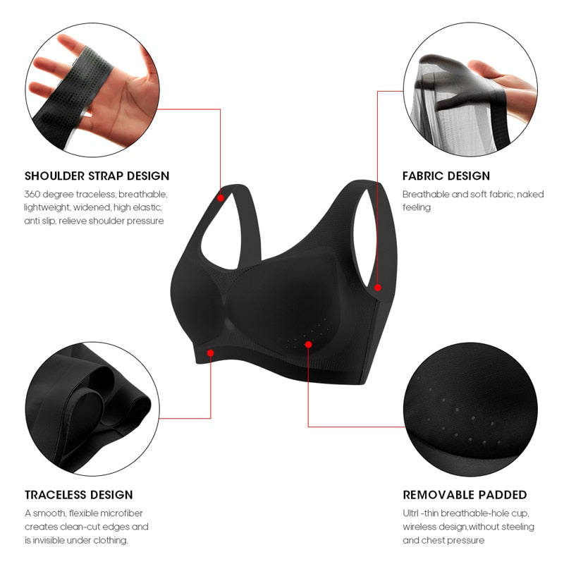 OCW Bras Seamless Wireless Ultra Thin Full Transparent Sports Bra