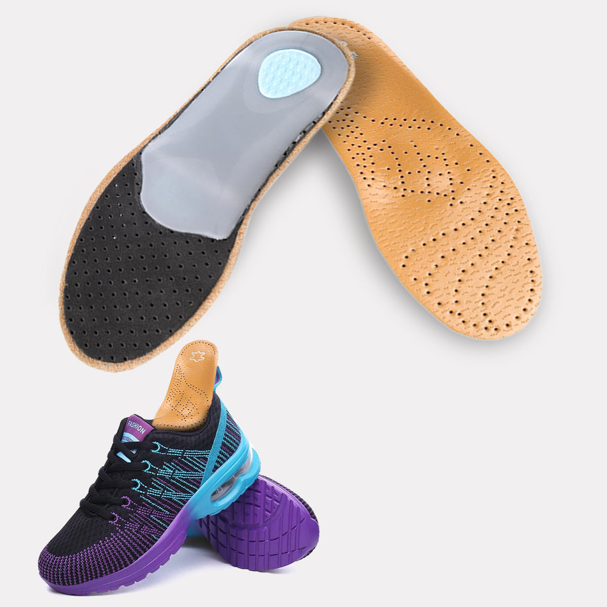 Orthotic Insoles Comfort Leather Arch Support Foot Pain Relief