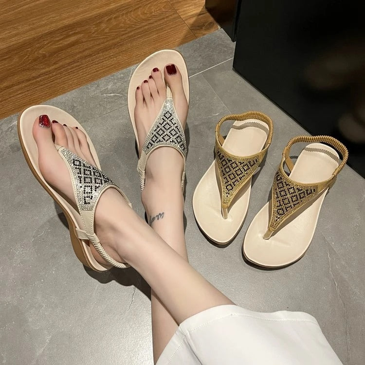 OCW Orthopedic Women Rhinestones Sandal Arch Support Breathable Anti Skid Chic Beach Flipflop OCWShoes