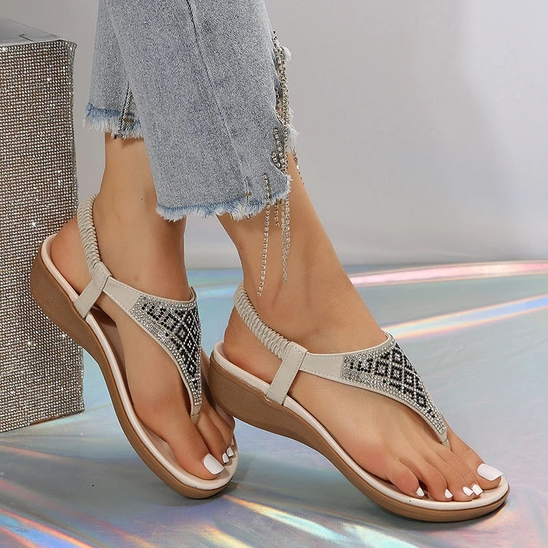 OCW Orthopedic Women Rhinestones Sandal Arch Support Breathable Anti Skid Chic Beach Flipflop OCWShoes