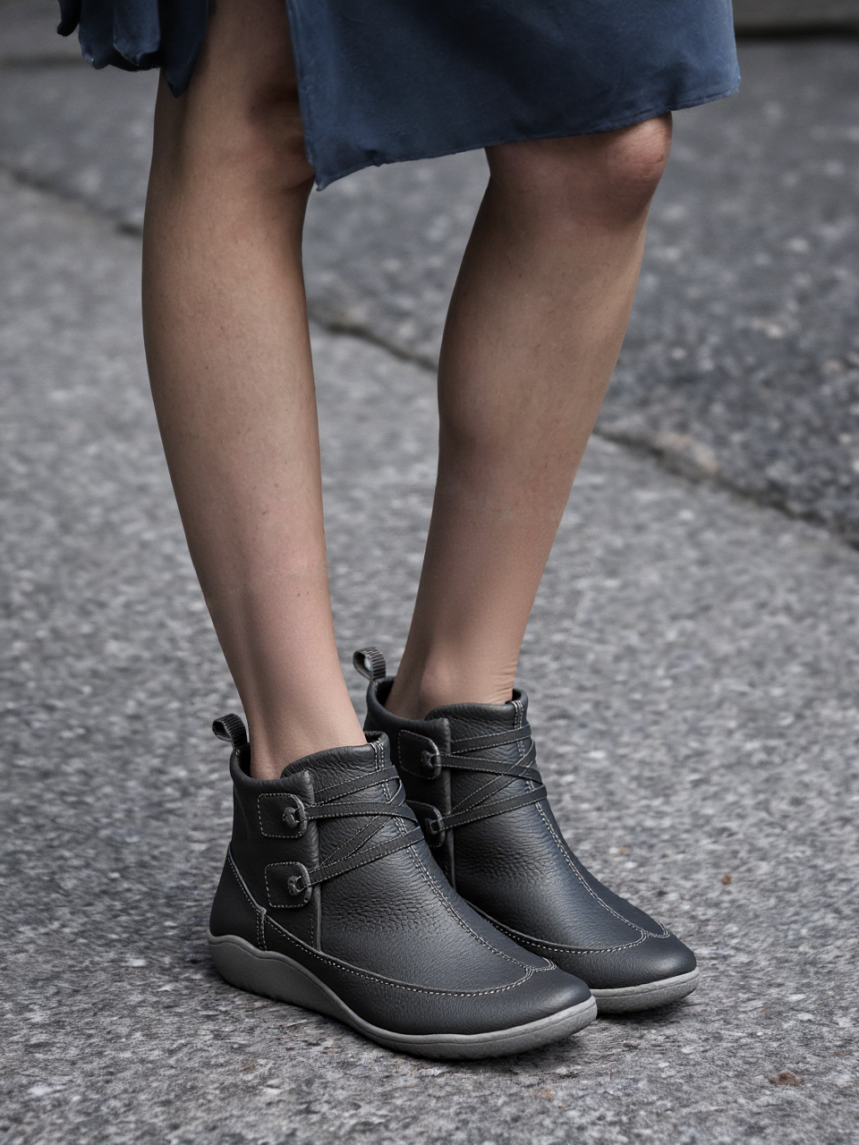 Women Snow Ankle Boots Leather Winter Orthopedic Shoes