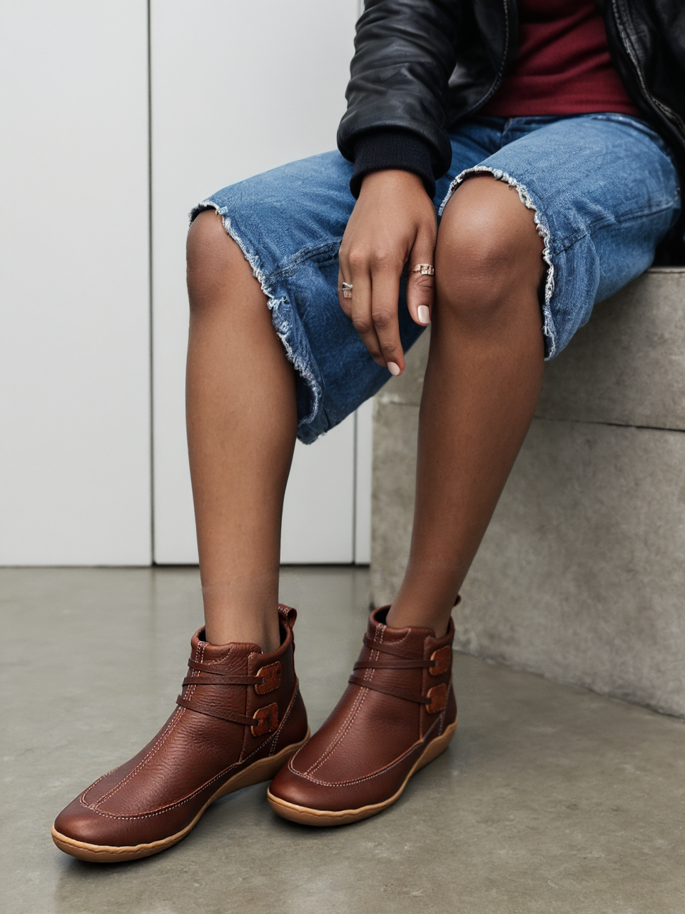 Women Snow Ankle Boots Leather Winter Orthopedic Shoes