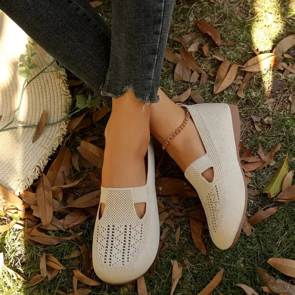OCW Women Orthopedic Shoes Chic Comfortable Breathable Knit Flats Slip-On