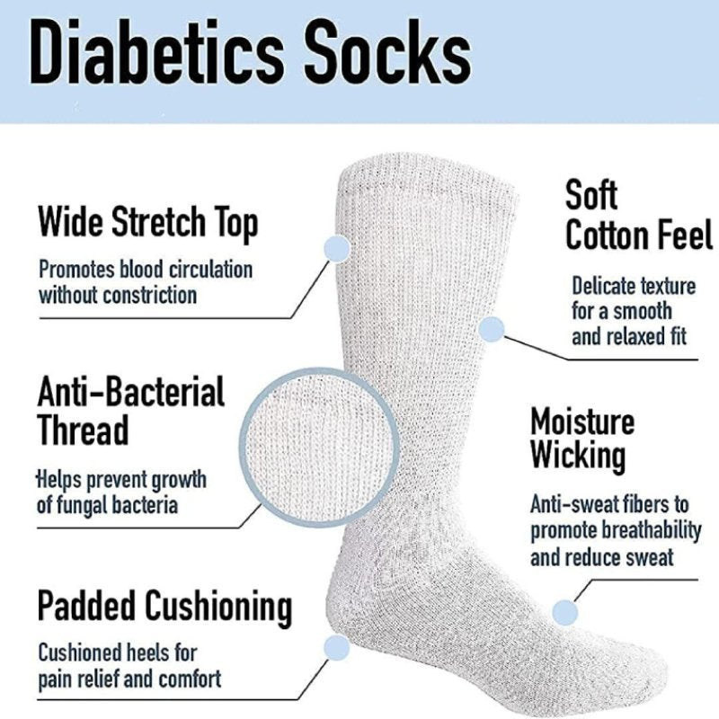 OCW Diabetic Socks Sweat-absorbent Cotton Durable Elastic Fit Socks For Diabetes Maternity OCWShoes